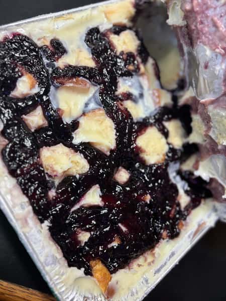 White choc blueberry bread pudding