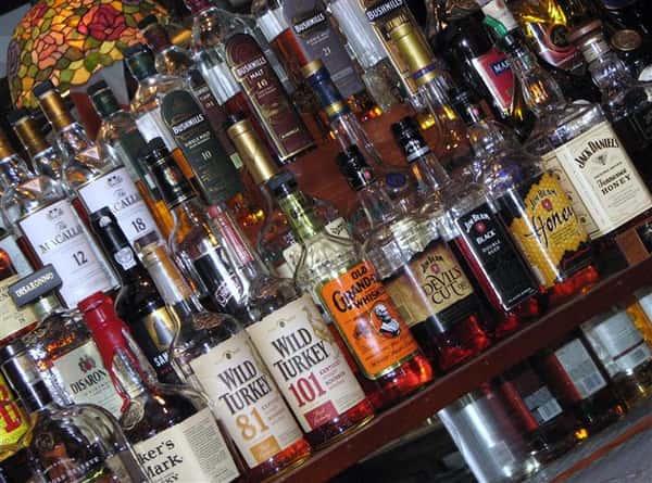 bottles of liquor behind the bar area