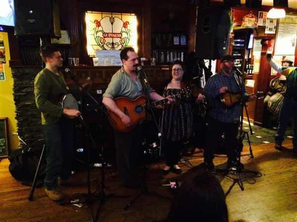 a band playing inside the restarurant