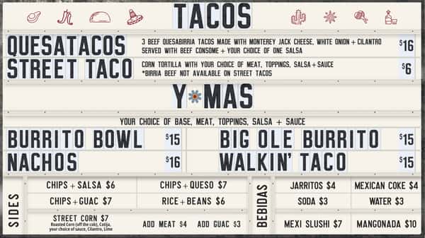 Muchachas Menu