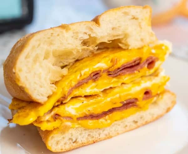 Porkroll, Egg, and Cheese Sandwich