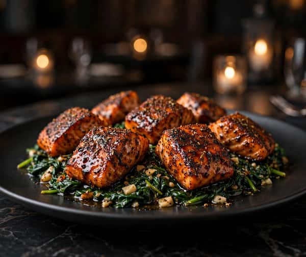 Blackened salmon bites