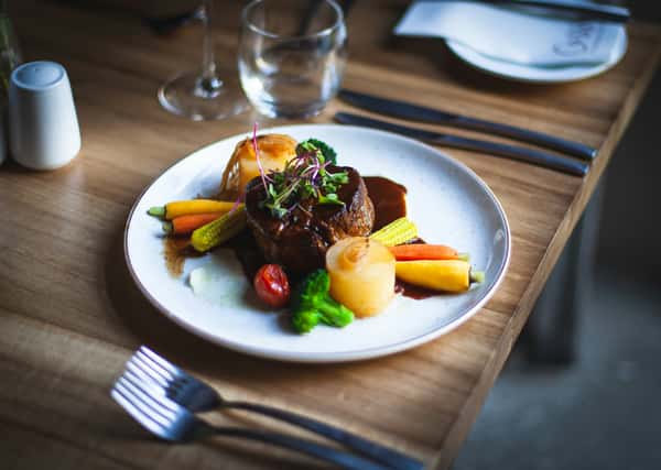 Steak on a fine dining table
