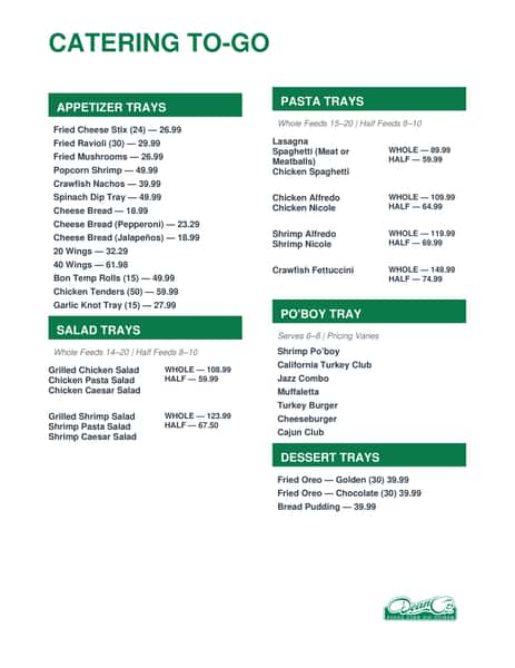 DeanO's Catering Options