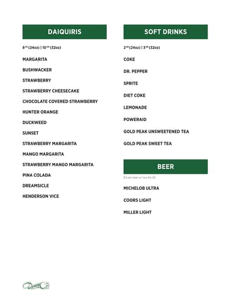 3rd page of Deano's Henderson's Menu