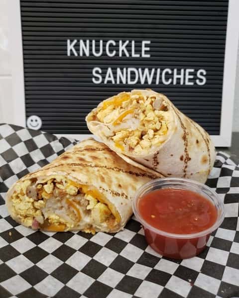 Breakfast Burritos are the kind of morning favorite that make starting the day feel easy—hearty, satisfying, and made for that first bite that really hits the spot 🌯 Fresh, flavorful, and built to keep you going, Breakfast Burritos are a delicious reason to stop by Knuckle Sandwiches.

#KnuckleSandwiches #BreakfastBurritos #Breakfast #Mesaaz #sandwiches