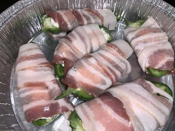 Bacon Wrapped Herb Cream Cheese Stuffed Jumbo Jalapenos- 6 Qty