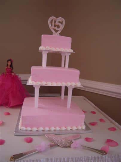 three layer Quinceanera cake