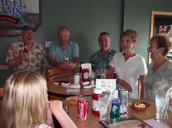 Group of people having drinks in the restaurant