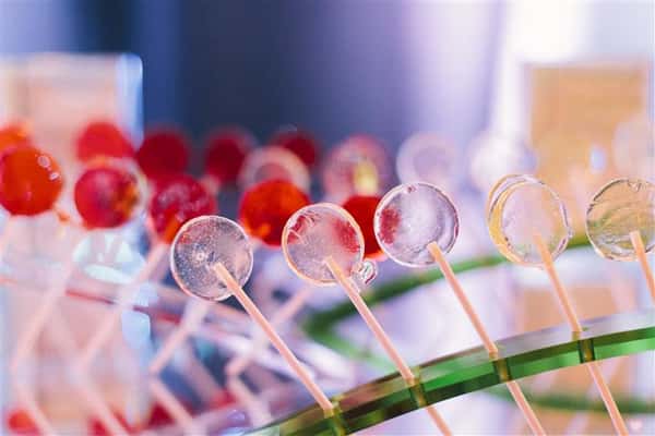 clear & red lollipops