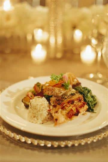 grilled fish with white rice and broccoli