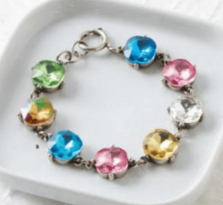 Silver Bracelet with Multi-Colored Crystals