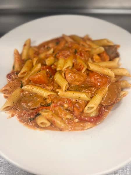 Gamberi e Salsiccia Arabiato