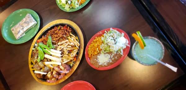 various mexican food with drinks