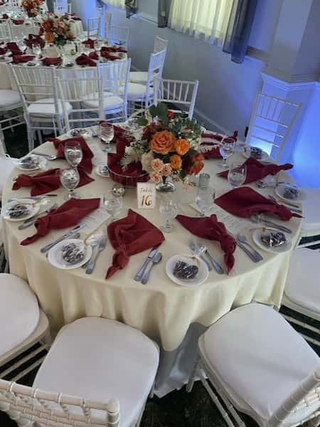 table set up for guests