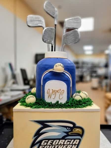 Georgia Southern Gold Bag Cake