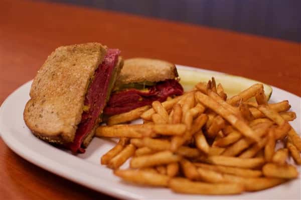 sandwich and fries