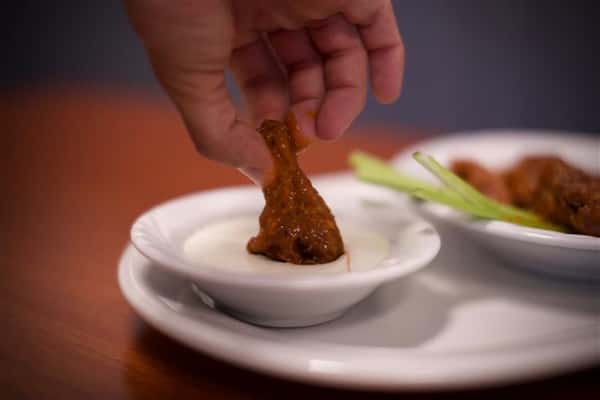 wings dipped in sauce
