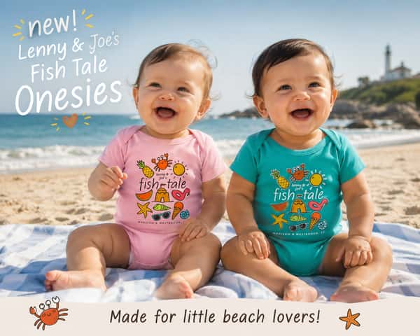2 babies in new Fish Tale Onsies