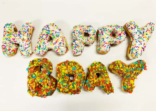 Happy Bday Letter doughnuts
