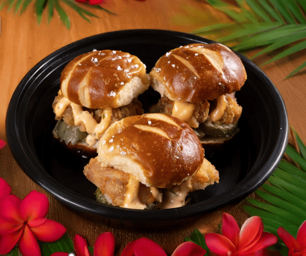 Hawaiian Chicken Pretzel Sliders