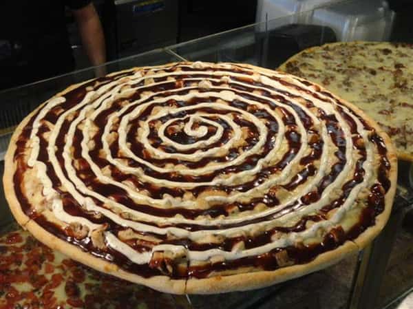 bbq pizza on a counter