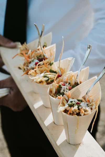 food in small trays