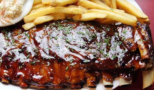 barbecue ribs with a side of french fries