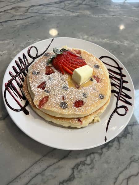 Strawberry Chocolate Chip Pancakes