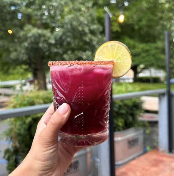 espolon blanco, jalapeno simple syrup, hibiscus simple syrup, pineapple juice, fresh lime