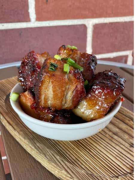 pork belly cubes tossed in a Tabasco pepper jelly.