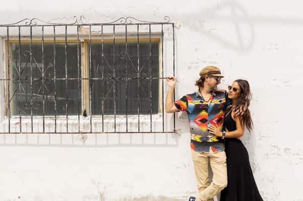 couple in front of building