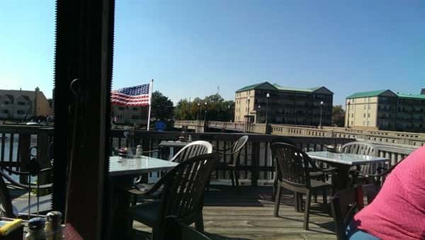 Outdoor shot of the restaurant's tables by Cambridge Creek