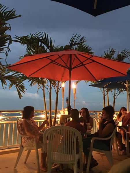 Nighttime outdoor seating