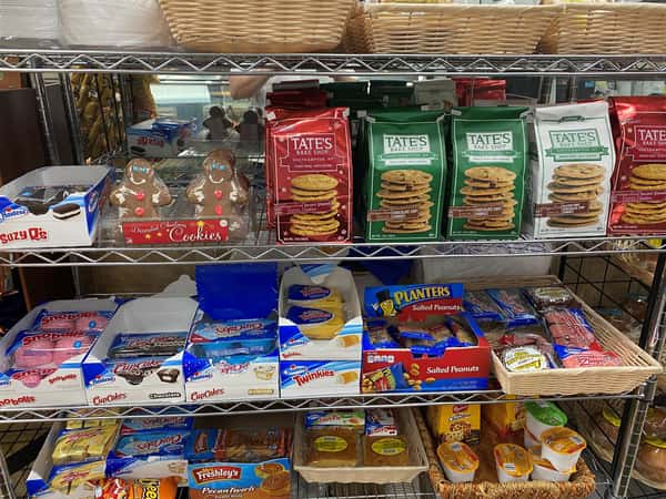 shelves of cookies and snack cakes