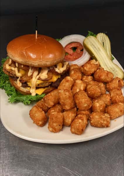 Burger and tater tots.
