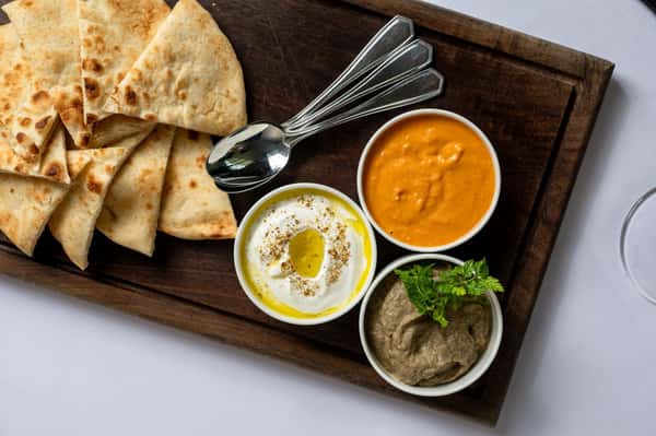 Pita with a Trio of Dips