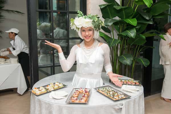 lady serving hors d'oeuvres