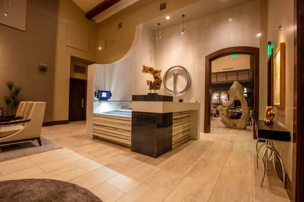 Welcoming lobby at Dulivia Ristorante Italiano in Springdale, Utah, featuring refined décor and an elegant entrance to the upscale Italian dining experience.