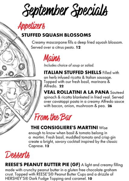 Septmeber 2026 menu