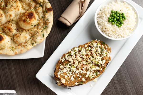 Stuffed Eggplant (GF, rice, salad)