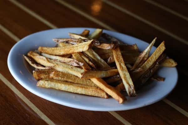 french fries on a plate.