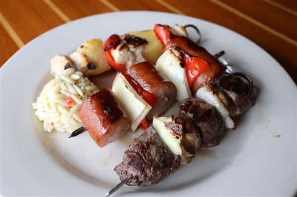 Mixed Grille - Certified Angus Beef(r) filet, chicken & sausage skewered with a variety of fruit & vegetables