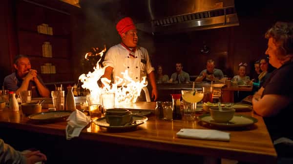 Hibachi Chefs with fire