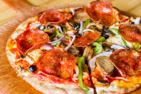 Freshly homemade pizza