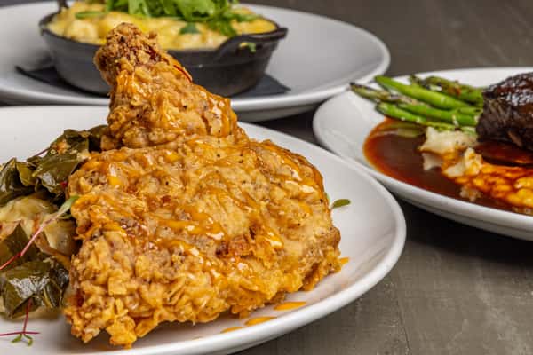Fried Chicken Beef Short rib ans Seafood Mac