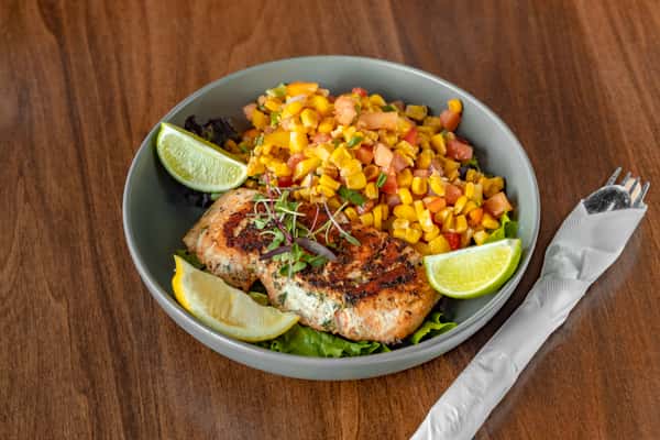 Seasoned Grilled Salmon with Corn Salad