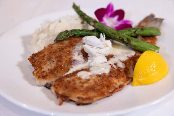 Parmesan Crusted Rainbow Trout With Jumbo Lump Crabmeat