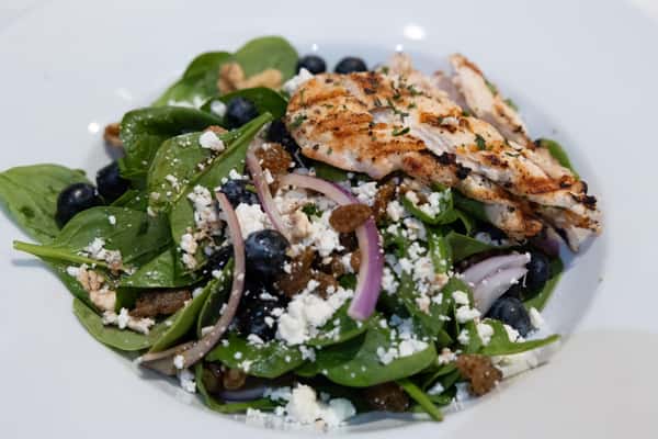 *Blueberry Spinach Salad with Herbed Chicken