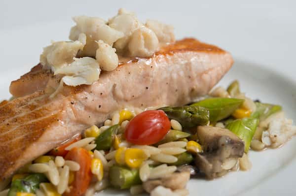 Salmon and veggies